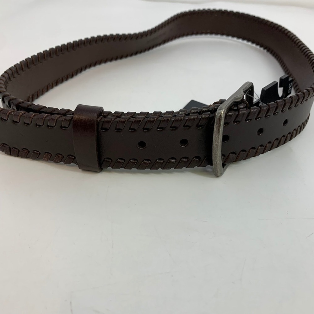 Nordstroms Mens‎ Brown Leather Belt Braided Edge Size 44